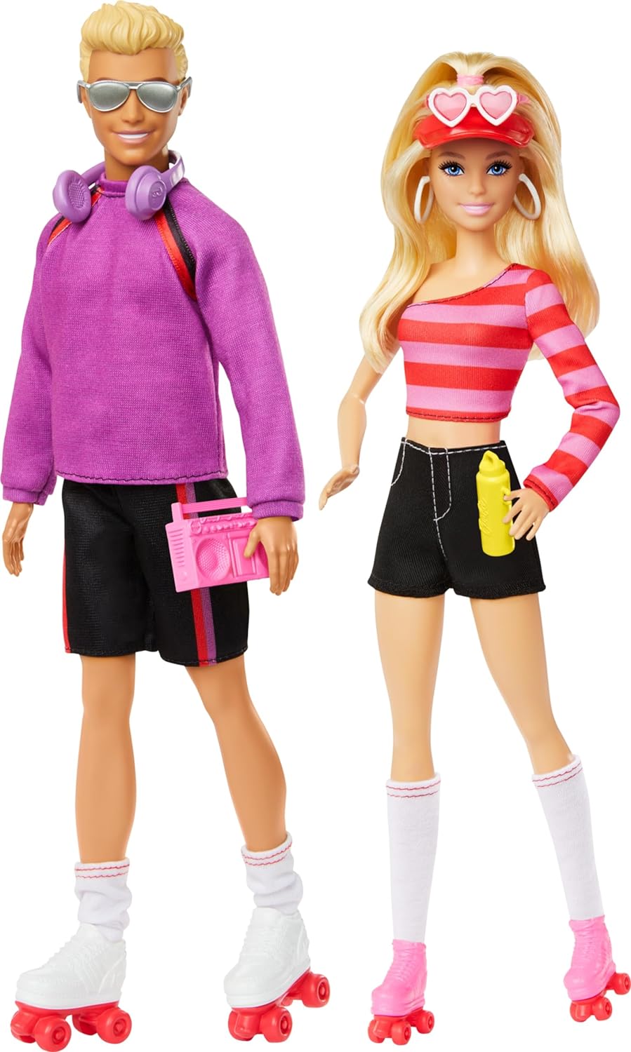 Set di pattinaggio a rotelle con 2 bambole Barbie Fashionistas con Barbie e Ken